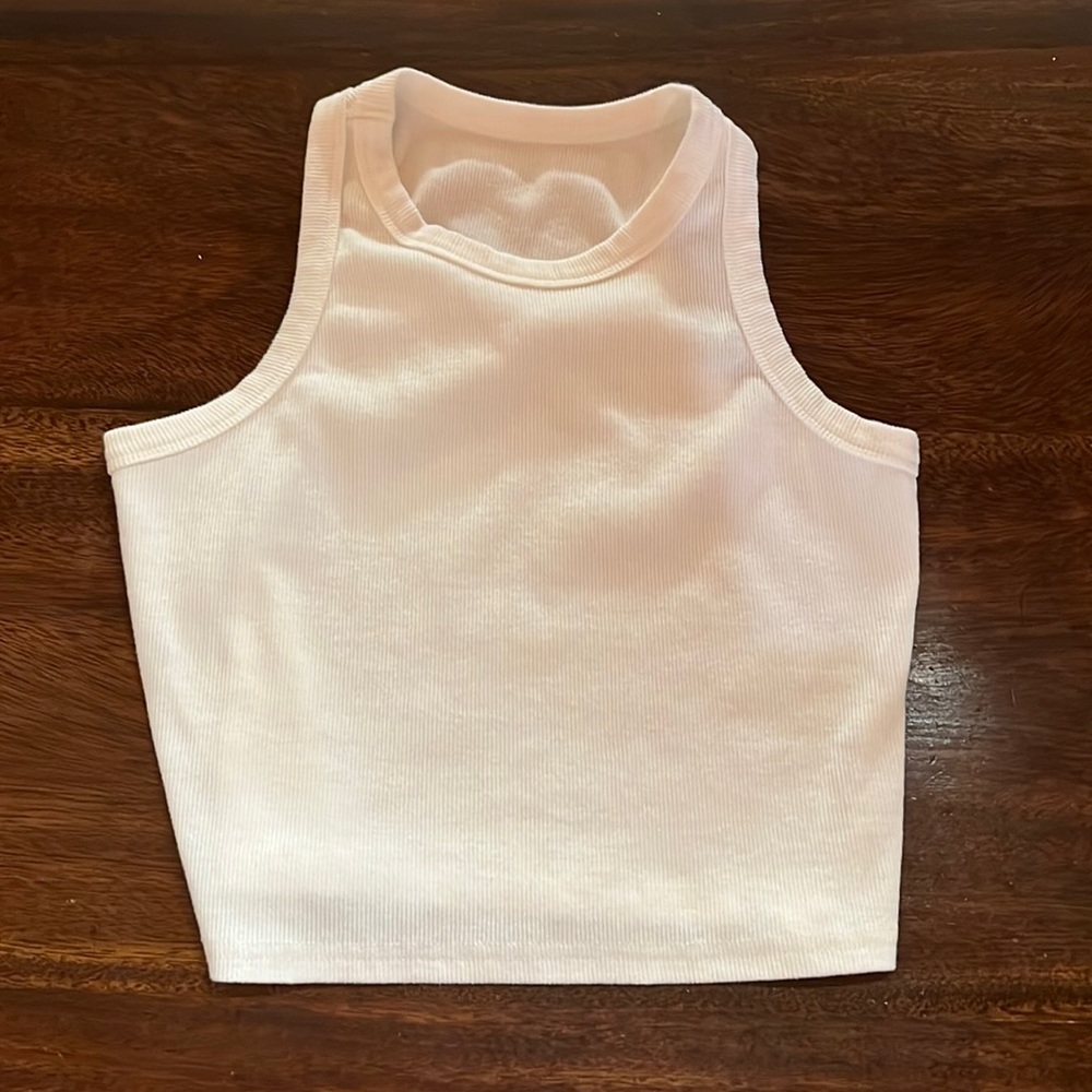 white cropped tank top